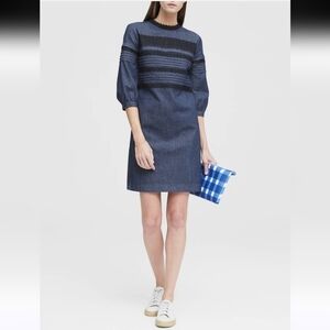 Banana Republic Pintuck & Lace Shift Dress Size 10